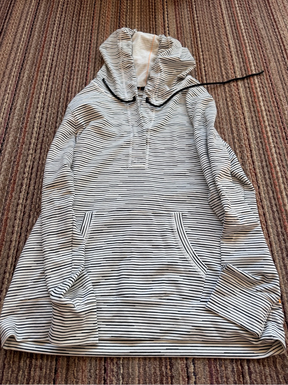 Lucy Black and White Striped Pullover Hoodie